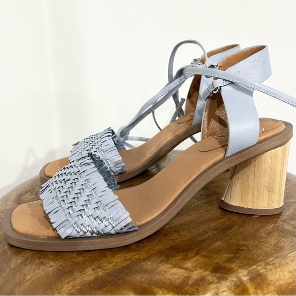 NEW Anthropologie Sarto‎ by Franco Sarto Fringe Heeled Sandals Light Blue 8 - Picture 5 of 10